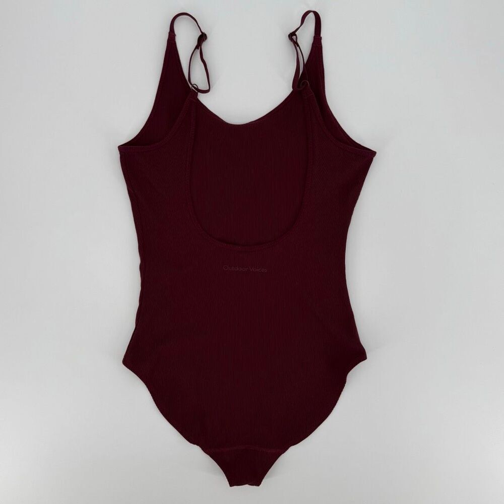 Outdoor Voices Superform Rib‎ Leotard Bodysuit Top Shiraz Burgundy Women Small - Picture 4 of 11